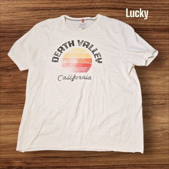 Lucky Brand Death Valley Cream Short Sleeve Tee with Retro Graphic - Picture 1 of 4